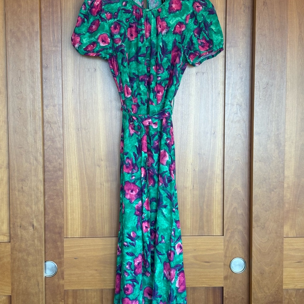 Floral Green and Pink Women's Dress